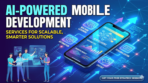 AI-powered mobile app development services that offer dashboards with predictive analytics and user personalization.